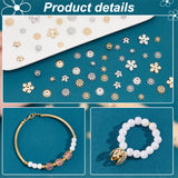 64Pcs 16 Style Brass Bead Caps, Flower, Mixed Color, 7~13x6~13x0.5~2.5mm, hole: 1.2~1.5mm, 4pcs/style