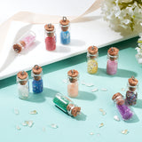 20Pcs 10 Color Glass Wishing Bottle Pendant Decorations, with Resin Rhinestone and Glass Micro Beads inside, Cork Stopper and Platinum Iron Screw Eye Pin Peg Bails, Mixed Color, 28~29x11mm, Hole: 2mm, 2pcs/color