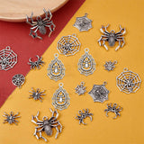 48Pcs 12 Styles Tibetan Style Alloy Pendants, Mixed Shapes, Antique Silver, 4pcs/style