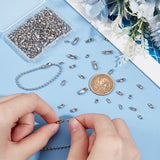 304 Stainless Steel Ball Chain Connectors, Stainless Steel Color, 5~11x1.5~4mm, Fit for 1.5~3.2mm ball chain,  205pcs/box