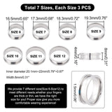 21Pcs 7 Size 201 Stainless Steel Grooved Finger Ring for Women, Stainless Steel Color, Inner Diameter: US Size 6~12 3/4(16.5~22mm), 3Pcs/size