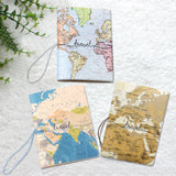 1Pcs Imitation Leather Passport Holder Cover Case, Map Pattern, Goldenrod, 100x4mm