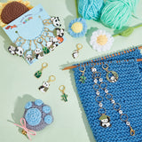 Knitting Row Counter Chains & Locking Stitch Markers Kits, with Panda & Bamboo Alloy Enamel Pendant and Acrylic Beads, Mixed Color, 3.7~30.3cm, 17pcs/set