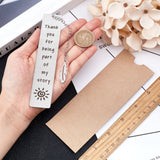 2Pcs 2 Style 201 Stainless Steel Bookmarks, Rectangle with Word & Feather Pattern, with Paper Bags, for Bookmarks Storage & Packings, Tan, 250mm