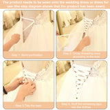 Women's Wedding Dress Zipper Replacement, Adjustable Fit Satin Corset Back Kit, Lace-up Formal Prom Dress, White, Eye Cloth: 480x193~231x2mm, Cord: 16.5x1mm, 3.5m