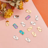 18Pcs 3 Color 201 Stainless Steel Pendants, Laser Cut, Playing Card A, Mixed Color, 19x10x1mm, Hole: 1.5mm, 6pcs/color