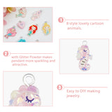 40Pcs 8 Styles Opaque & Transparent Resin Pendants, with Platinum Tone Iron Loops and Glitter Powder, Mermaid & Heart & Shell, Mixed Shapes, Mixed Color, 16.5~28x14~18.5x5.5~7mm, Hole: 1.8~2mm, 5pcs/style