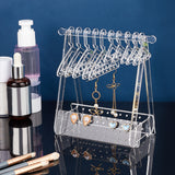 1 Set Acrylic Earring Display Stands, Clothes Hanger Shaped Earring Organizer Holder with 10Pcs 2 Styes Hangers, Clear, 15.3x8.3x15cm