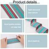 2.5 Yards Ethnic Style Flat Polyester Elastic Bands, Garment Accessories, Turquoise, 50mm