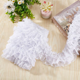 5 Yards 3-Layer Pleated Polyester Chiffon Lace Trim, for Costume Decoration, White, 4 inch(100mm)