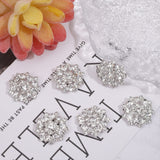 6Pcs 1-Hole Alloy Rhinestone Shank Buttons, Flower, Crystal, 22.5~23x5mm, Hole: 1.2mm