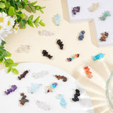 6 Sets Natural Mixed Gemstone Pendants, Chip Charms with 304 Stainless Steel Loops and Alloy Flower, Platinum, 24~26x7~12x6~8mm, Hole: 1.8~2mm, 13pcs/set