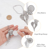 2 Style Tibetan Style Alloy Heat Transfer Sublimation Hanging Blank Pendant Decorations, with Aluminum Findings, Angel Wings Car Keychain Ornament , Antique Silver, 150~153mm