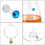 DIY Wine Glass Charm Making Kit, Including Brass Charm Rings, Iron Magnet Beads, Alloy Rhinestone Charms, Mixed Color, 124Pcs/box