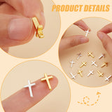 20Pcs 2 Colors Brass Tiny Cross Charms, Long-Lasting Plated, Mixed Color, 13x8.5x2mm, Hole: 0.5mm, 10pcs/color