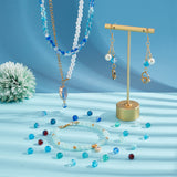 PandaHall DIY Stretch Bracelet Making Kit, Including Round Glass Beads, Scissors, Elastic Thread, Turquoise, Beads: 6mm, Hole: 1.3~1.6mm, 600pcs/box