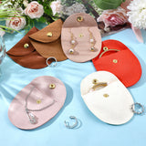 6Pcs 6 Colors Microfiber Jewelry Storage Bags, with Snap Fastener, for Earrings, Bracelets, Rings Storage, Arch Shape, Mixed Color, 7.95x7.8x0.15~0.3cm, 1pc/color