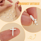 20Pcs Brass Tiny Cross Charms, Long-Lasting Plated, 925 Sterling Silver Plated, 13x8.5x2mm, Hole: 0.5mm