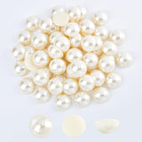 60Pcs ABS Plastic Cabochons, Imitation Pearl, Half Round, Beige, 25x12.5mm, 60pcs/box