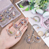 16Pcs 4 Style Column Glass Bottle with Gemstone inside Pendants, with Moon Alloy Finding and 304 Stainless Steel Findings, 41x29x10mm, Hole: 7x4mm, 4pcs/style