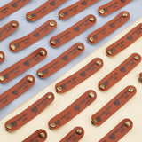24Sets PU Leather Labels, Handmade Embossed Tag, with Holes & Iron Rivet, for DIY Jeans, Bags, Shoes, Hat Accessories, Rounded Rectangle with Word, Heart Pattern, 12x65x0.5mm, Hole: 2.6mm