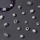 120Pcs 6 Style Tibetan Style Alloy Beads, Large Hole Beads, Cadmium Free & Lead Free, Mixed Shape, Antique Silver, 7.5~10.5x5~8.5mm, Hole: 1.5~5.5mm, 20pcs/style