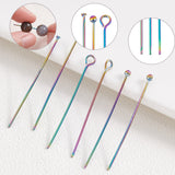 90Pcs 3 Styles 304 Stainless Steel Pins Set, Ball Head Pins & Flat Head Pins & Eye Pins, Rainbow Color, 30x0.6mm, 22 Gauge, Head: 1.4~1.9mm, 30pcs/styles