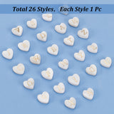 1 Strand Natural White Shell Beads Strands, with Enamel, Heart with Letter A~Z, 8x8x4mm, Hole: 0.9mm, about 26pcs/strand, 7.87 inch(20cm)