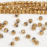 2 Strands Electroplate Non-magnetic Synthetic Hematite Beads Strands, Faceted, Round, Grade A, Golden Plated, 3mm, Hole: 1mm, about 127pcs/strand, 16 inch