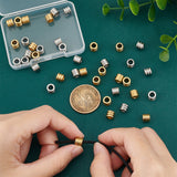 40Pcs 4 Style 201 Stainless Steel European Beads, Large Hole Beads, Grooved Beads, Column, Golden & Stainless Steel Color, 6x7mm, Hole: 4.2mm, 10pcs/style