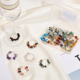1 Set Gemstone Chips Wine Glass Charms, with Brass Rings, 30~34mm, 26pcs/set