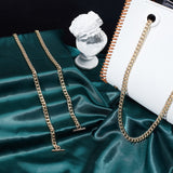 &reg 2Pcs 2 Style Iron Curb Chain Bag Straps, with Alloy T-Bar Clasp, Light Gold, 100cm & 120cm, 1pc/style