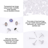 500Pcs 5 Style 316 Surgical Stainless Steel Flat Round Blank Peg Stud Earring Settings, with 500Pcs Plastic Ear Nuts/ Earring Backs, Stainless Steel Color, Tray:3~10mm, 10~12x3~10mm, Pin: 0.8~0.7mm, 100pcs/style