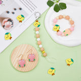 10Pcs Silicone Focal Beads, Baby Teething Beads, Lemon, Yellow, 32x32x9mm, Hole: 2mm