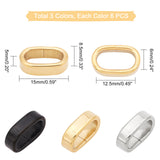304 Stainless Steel Slide Charms, Oval, Mixed Color, 15x8.5x5mm, Hole: 6x12.5mm, 18pcs/box
