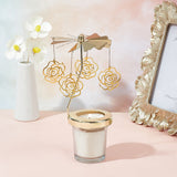 430 and 201 Stainless Steel Rotating Candlestick Tealight Candle Holder, with Iron Finding, for Wedding Christmas Party Decoration, Rose Pattern, 7.8x12cm, Pendant: 32x33x0.2mm