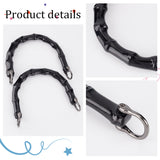 U shape Imitation Bamboo Stick Resin Bag Handles, with Zinc Alloy Shackle Clasp, Black, 13.5x15.7x0.5cm