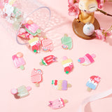 30Pcs 7 Style Resin Cabochons, DIY for Mobile Phone Decoration & Bobby Pin Accessories, Ice Cream, Mixed Color, 34x19x2mm