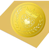 Self Adhesive Gold Foil Embossed Stickers, Medal Decoration Sticker, Crown Pattern, 5x5cm