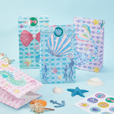 12Pcs 4 Styles Ocean Themed Paper Bags, with Stickers, Rectangle, Sea Animals, Finished Product: 12x8x22cm, 3pcs/style