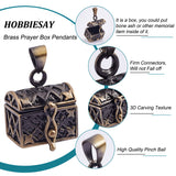 Brass Prayer Box Pendants, Rectangle, Antique Bronze, 24x16mm, Hole: 4mm, 6pcs/box