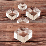 Glass Crystal Ball Stand, Square, Clear, 24~39.5x24~39.5x14.5~21.5mm, Inner Diameter: 16~32mm, 4pcs/set