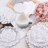 Cup Mat Cotton Coaster, Crochet Cotton Lace Coasters, for Drinks Home Decoration, White, 10pcs/set