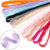 24Yards 12 Colors Flat Chinlon Elastic Ribbon, with 12Pcs Metallic Wire Twist Ties, Mixed Color, 10x1mm, 2yards/color