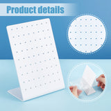 72-Hole Acrylic Slant Back Earring Display Stands, Rectangle Jewelry Organizer Holder for Earring Storage, White, 8x4.7x11.6cm, Hole: 1.6mm