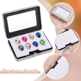 Rectangle Iron Loose Diamond Display Boxes, Small Jewelry Storage Case with Sponge, Platinum, 8x6.05x1.7cm