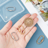 4Pcs 2 Colors 304 Stainless Steel Screw Carabiner Lock Charms, for Necklaces Making, Oval, Golden & Stainless Steel Color, 26x13x2mm, Screw: 7x4.5mm, 2pcs/color