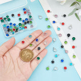 8 Color 304 Stainless Steel with Glass Charms, Faceted Flat Round, Stainless Steel Color, 9.5x6.5x2mm, Hole: 1.5mm, 10Pcs/color, 80Pcs/box
