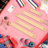 Wooden Ribbon Tail Rulers Set, Wreath Making Ribbon Ruler, Sewing Tools, Rectangle, BurlyWood, 100~351x38x6mm, Hole: 10mm, 6pcs/set