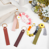 26Pcs 13 Colors Rectangle PU Leather Keychain, with Iron Key Ring, for Car Key Bag Decoration, Mixed Color, 140mm, 2pcs/color